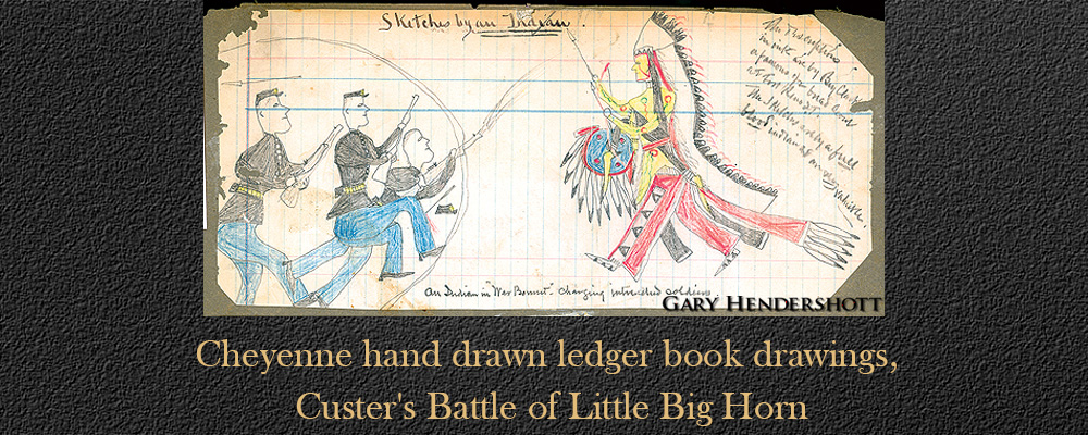 Cheyenne hand drawn ledger book drawings