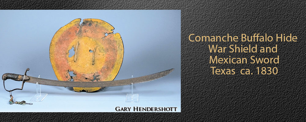 Comanche Buffalo Hide War Shield and Mexican Sword