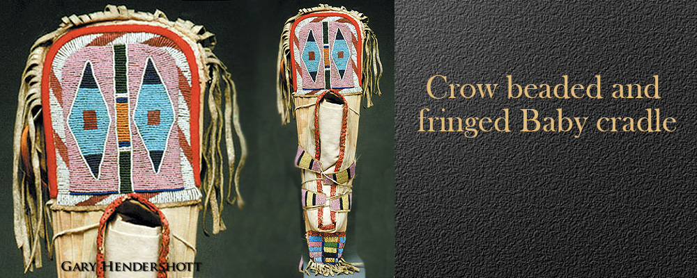 Crow beaded and fringed baby cradle